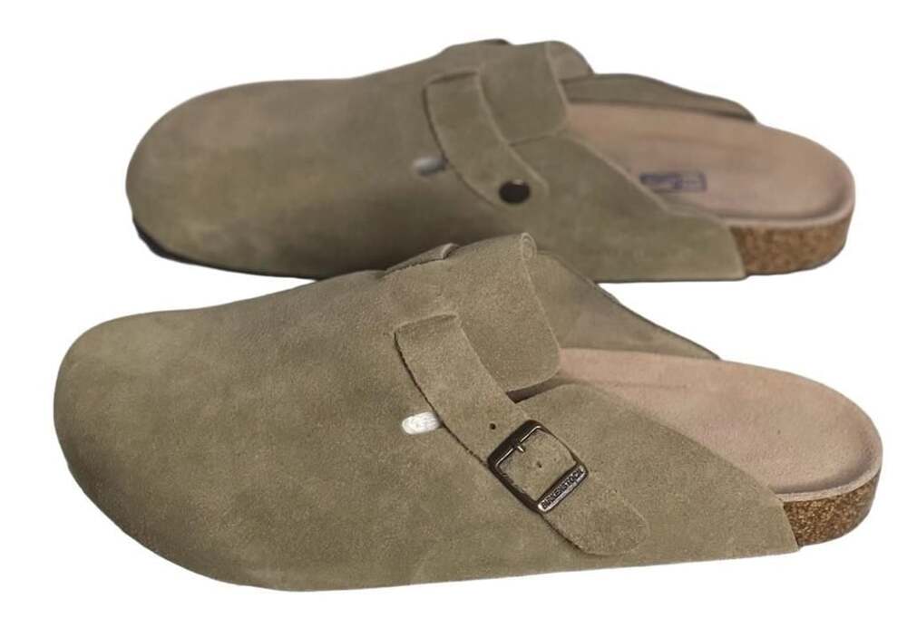 Birkenstock Boston Soft Footbed Taupe Natural Suede Clogs, Mules, Sz. 44, NWOT